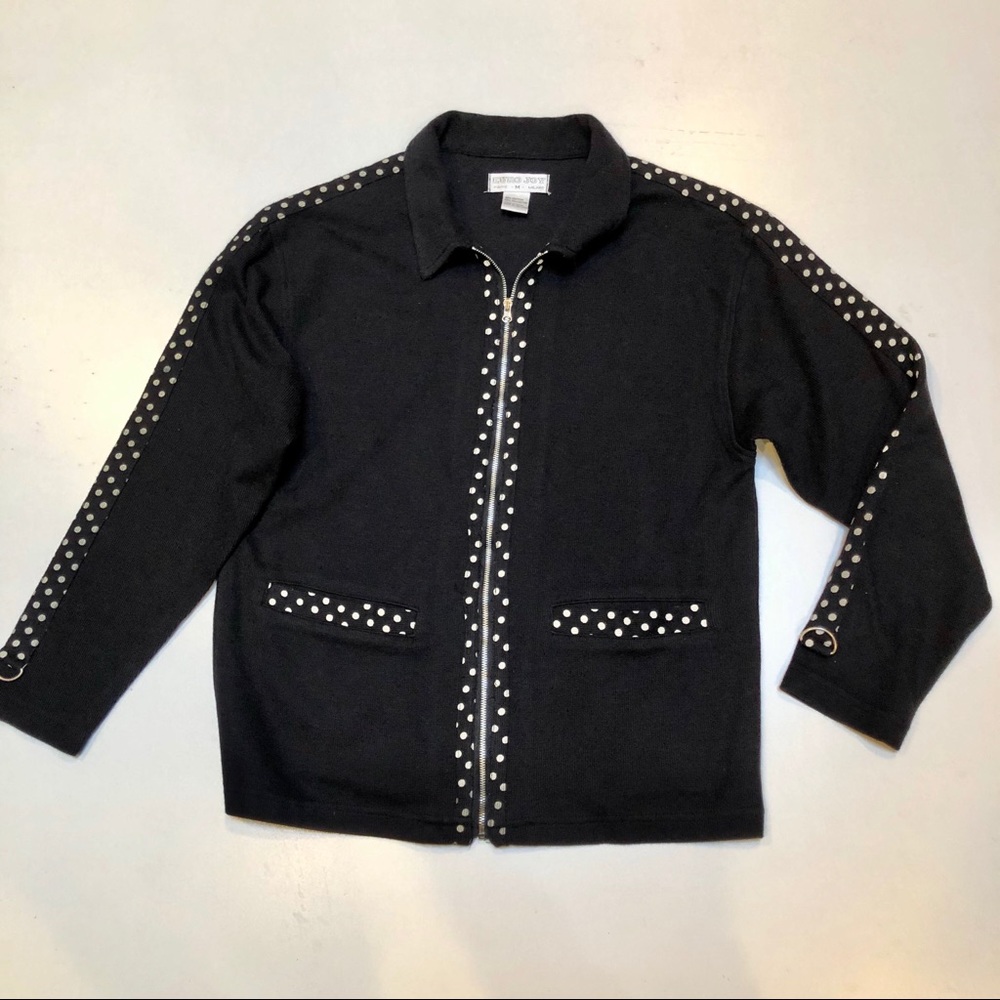 Euro Joy women’s sweater Sz M. Full Zip  Knit Blk